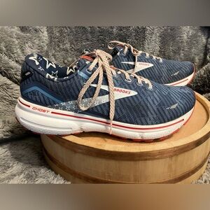 Brooks Ghost 15 Sneakers Blue White Red Running Size 9